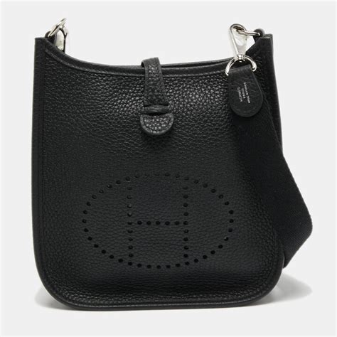 Hermes Black Taurillon Clemence Leather Evelyne TPM 